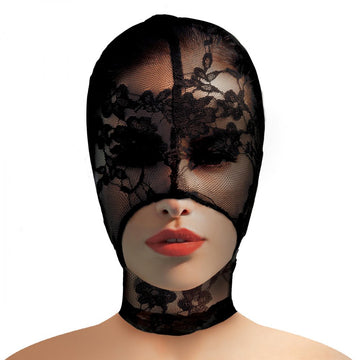 "Lace Seduction Lace Bondage Hood - Black MS-AH033"