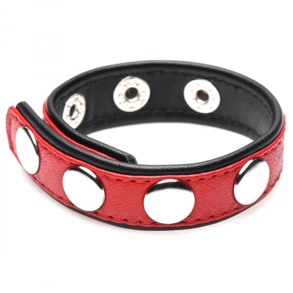 "Cock Gear Leather Speed Snap Cock Ring - Red STR-AG845-RED"