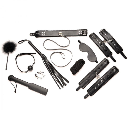 "Hook Up 10 Piece Plush Bondage Set - Black MS-AG989-BLK"
