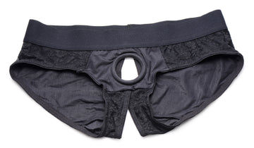 "Lace Envy Black Crotchless Panty Harness - S/m SU-AG453-SM"