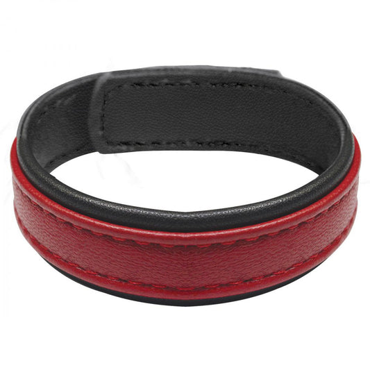 "Leather and Velcro Cock Ring - Red STR-AH013-RED"